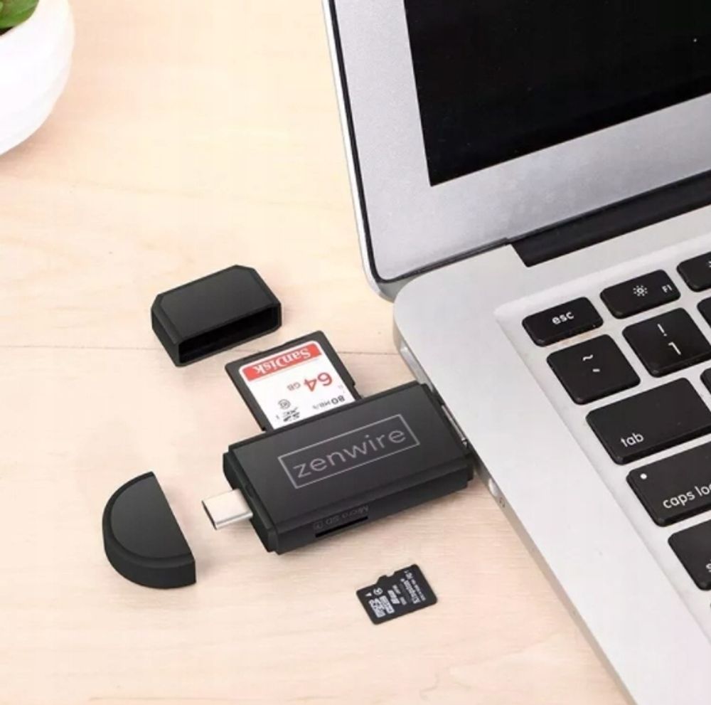 SD Kartenleser - 5-in-1 - USB 3.0 - USB-C - Micro USB - OTG - SD and microSD TF - Plug and Play - Schwarz
