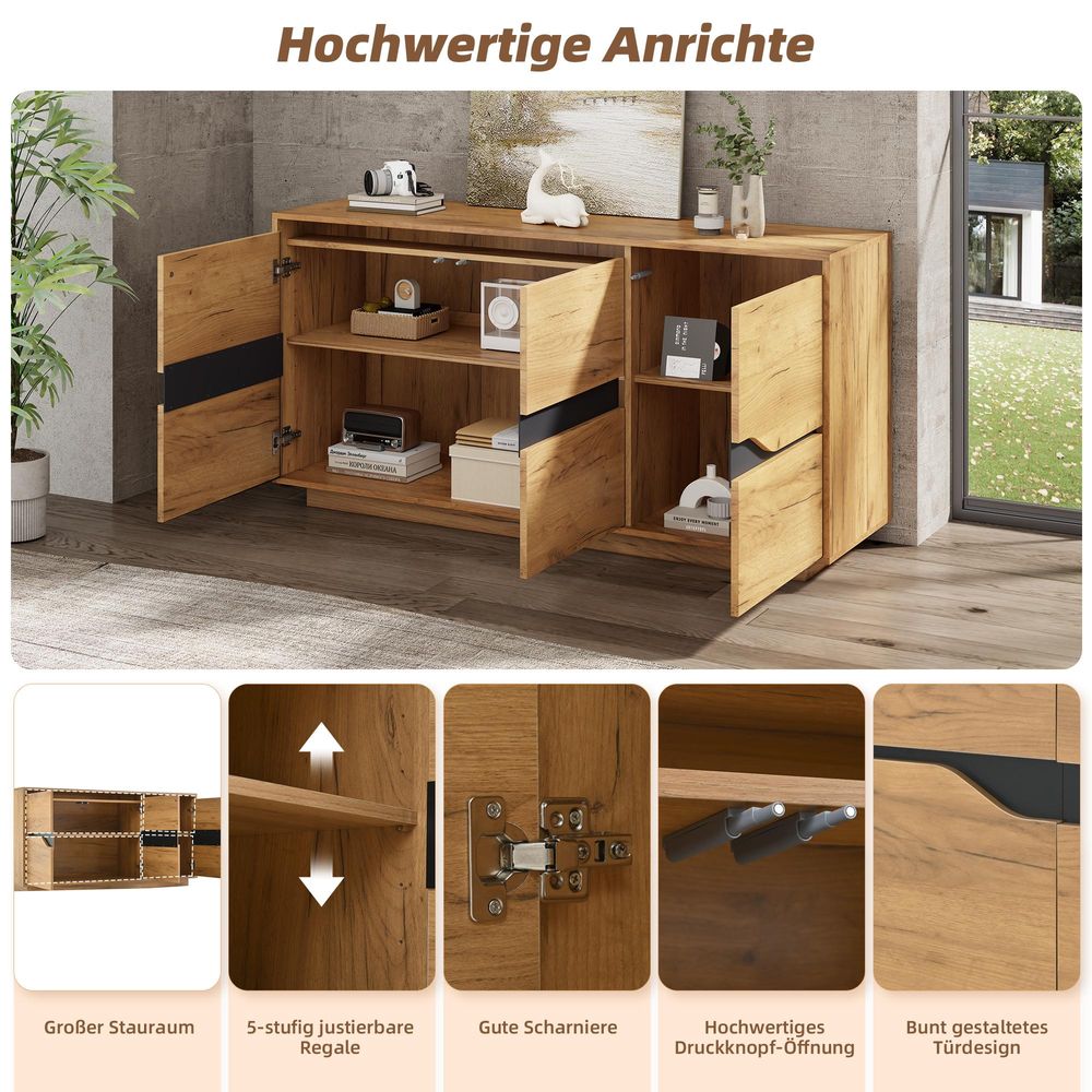 Wohnzimmer Kommode mit grifflosem Design und viel Stauraum