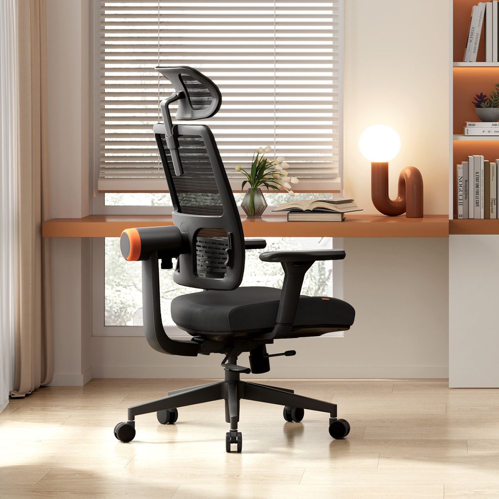 Newtral H003 Ergonomischer Bürostuhl, Hochlehniger Schreibtischstuhl mit einzigartiger adaptiver Lendenwirbelstütze, Verstellbarer Kopfstütze