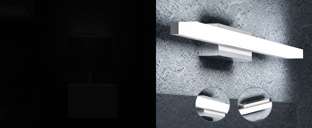 doporro LED Badezimmerleuchte Chrom 40cm - 9W Spiegellampe 6000K (Tageslichtweiß) - Stylische Wandleuchte für Badbeleuchtung Spiegelstrahl