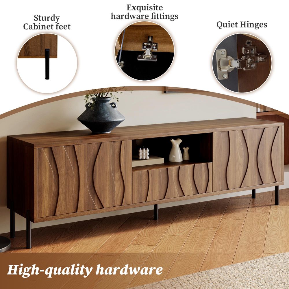 STILVORA TV-Schrank mit drei Türen, TV-Lowboard für Wohnzimmer, Wohnzimmerschrank mit Stauraum