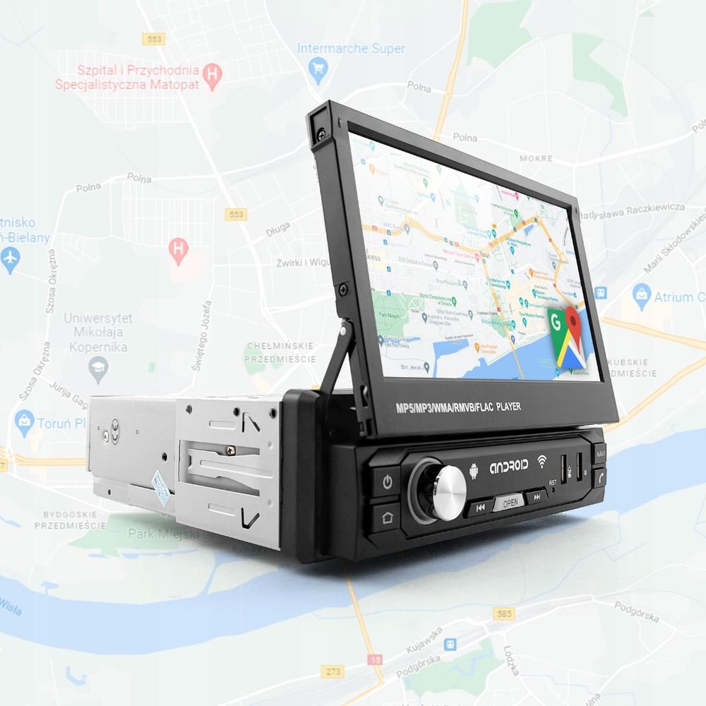 Radio Samochodowe 1DIN 7" GPS Android 2/32 GB Wysuwany Ekran Kamera WiFi