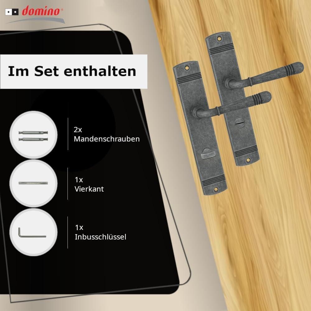 DOMINO Türgriff 78 Drückergarnitur WC – Bad 78 Set | Tür-klinke für Zimmertür, Bürotür, Kellertür & Innentür |  aus Znal  | Antike Nickel | LOFT M95 |