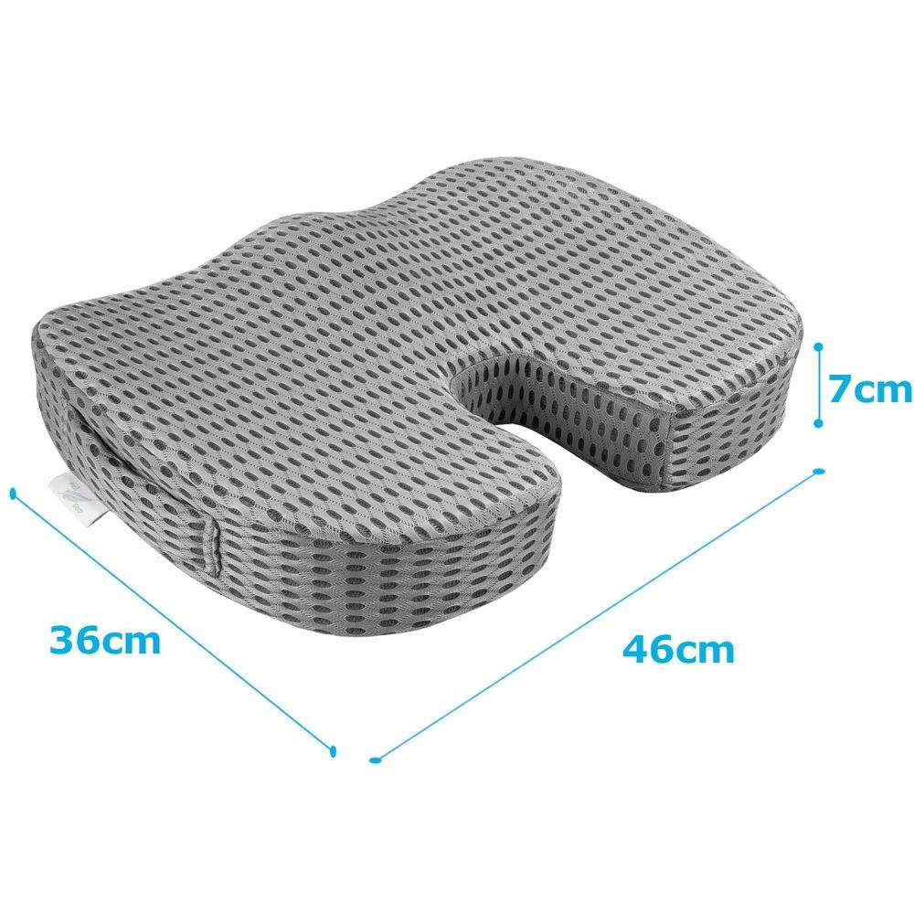 Orthopädisches Sitzkissen aus Memory-Schaum - Grau - Ergonomisches Kissen für Sessel, Autositz, Stuhl - Erhöht Sitzkomfort & Entlastet den Rücken