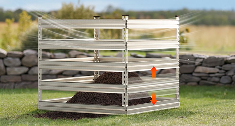 Wiltec Gartenkomposter 100 x 100 x 90 cm, Komposter aus Metall, Kompostbehälter für 900 Liter Kompost, verzinkter Biokomposter für Bioabfall