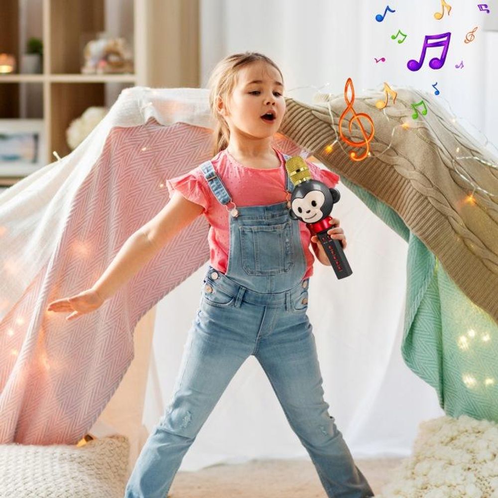 Maxlife, microfono karaoke Bluetooth per bambini, altoparlante integrato, nero