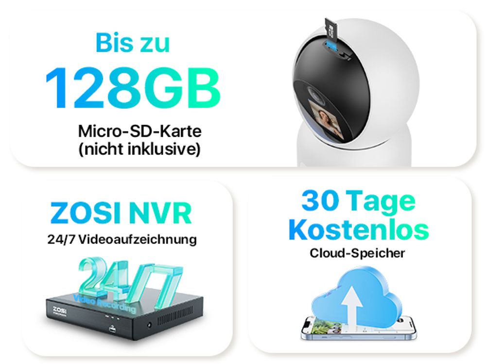 ZOSI 4K WLAN Überwachungskamera mit 1,44" Monitor, 8MP Innen Kamera 360° Schwenkbar, 2-Wege-Videoanruf, 2,4/5Ghz WiFi, AI Personenerkennung, C519M