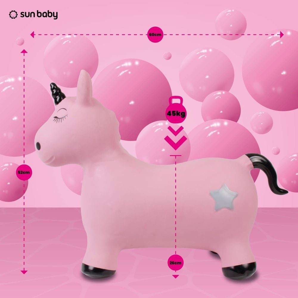Dimensions et capacité de charge de l’animal sauteur licorne SUN BABY.