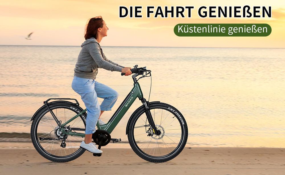 SAXXX E-Bike, Comfort SUV Easy, Tiefeinsteiger Elektrofahrrad, 468Wh integrierter Akku, Shimano 7-Gang schaltung,City E-Bike