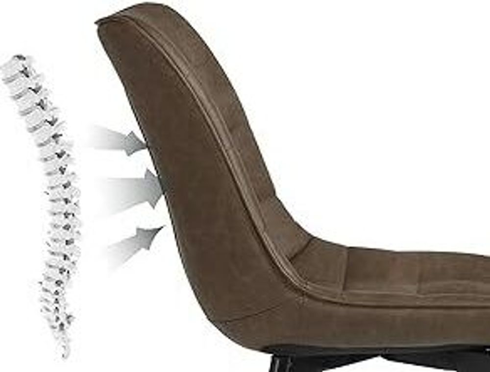 WOLTU Esszimmerstühle 2er-Set Küchenstuhl Polsterstuhl mit Rückenlehne, aus Kunstleder, Metallbeine, Braun