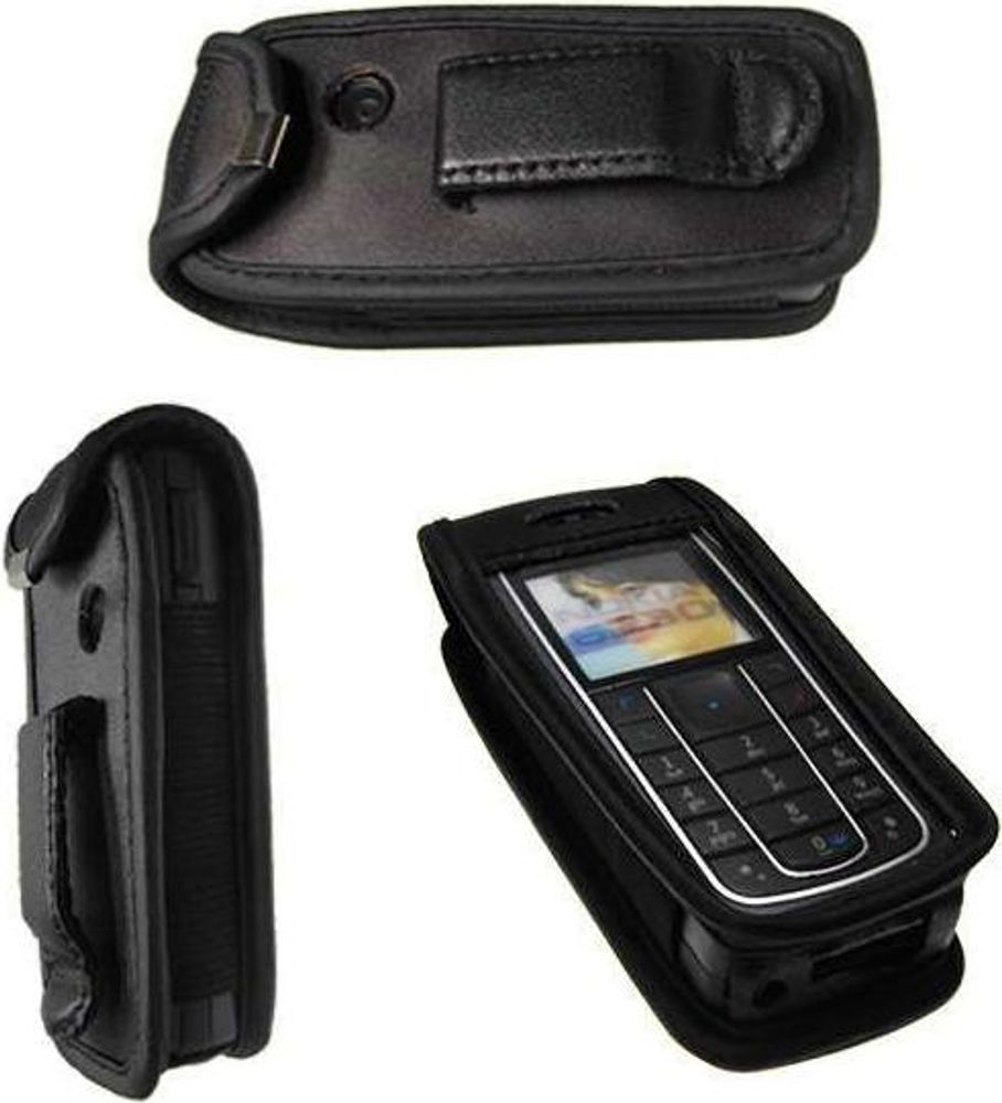 caseroxx Ledertasche mit Gürtelclip kompatibel mit Nokia 6230, 6230i aus Echtleder, Tasche mit Gürtelclip und Sichtfenster