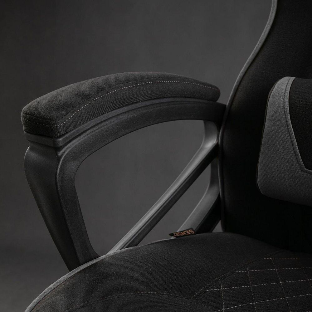 SENSE7 Knight Gaming Krzesło z tkaniny czarno-szare - Ergonomiczne krzesło biurowe Krzesło biurkowe Krzesło komputerowe Krzesło dla graczy Krzesło wyścigowe 120 kg krzesło