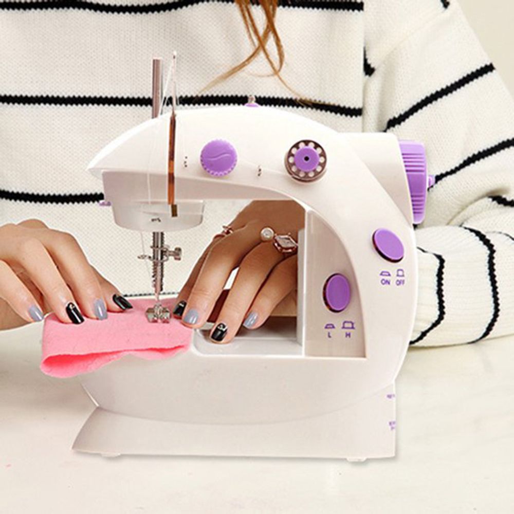 Elektrische Nähmaschine Tragbar Mini-Nähmaschine 2 Geschwindigkeit Mini und Reisenähmaschine Nähen Maschine Doppelgewinde Foot Pedal Fusspedal Retoo