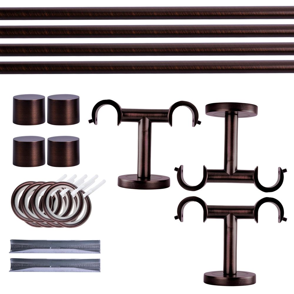 Gardinenstange Set, 1-läufig, ⌀ 19 mm, 240 cm, silber + Wand, Kugel-Ball Komplettset mit Halterungen & Endstücke, Vorhangstange in Silber, Rot-Bronze & Anthrazit, 120–400cm, Eisen, Aluminum Victoria M.