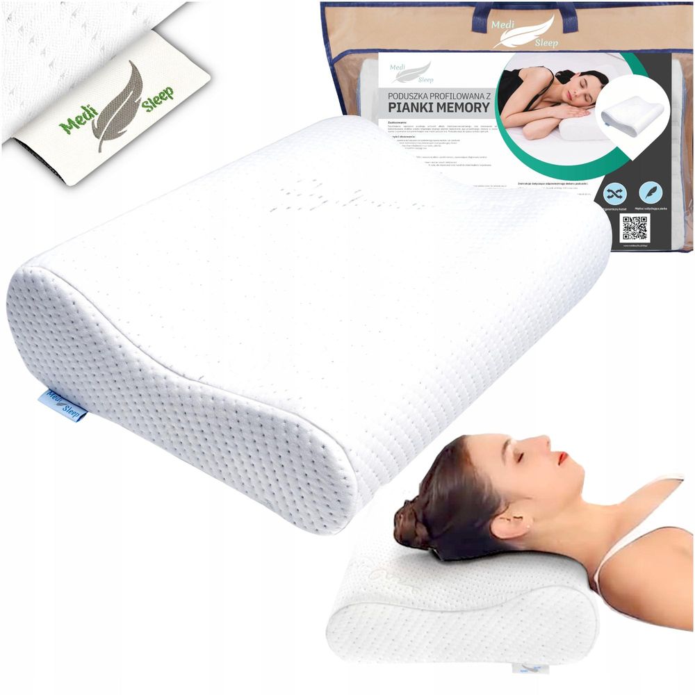 Ergonomiczna poduszka z pianki memory – profilowana, ortopedyczna poduszka do spania – poduszka wspierająca kark dla komfortowego snu – 48 x 34 cm.