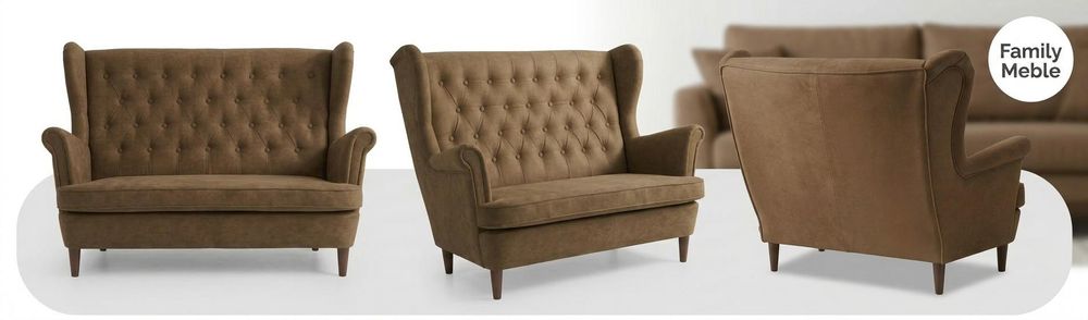Zweisitzer-Sofa DIANA Royal – Gesteppte Rückenlehne, Velours in Braun, Family Meble