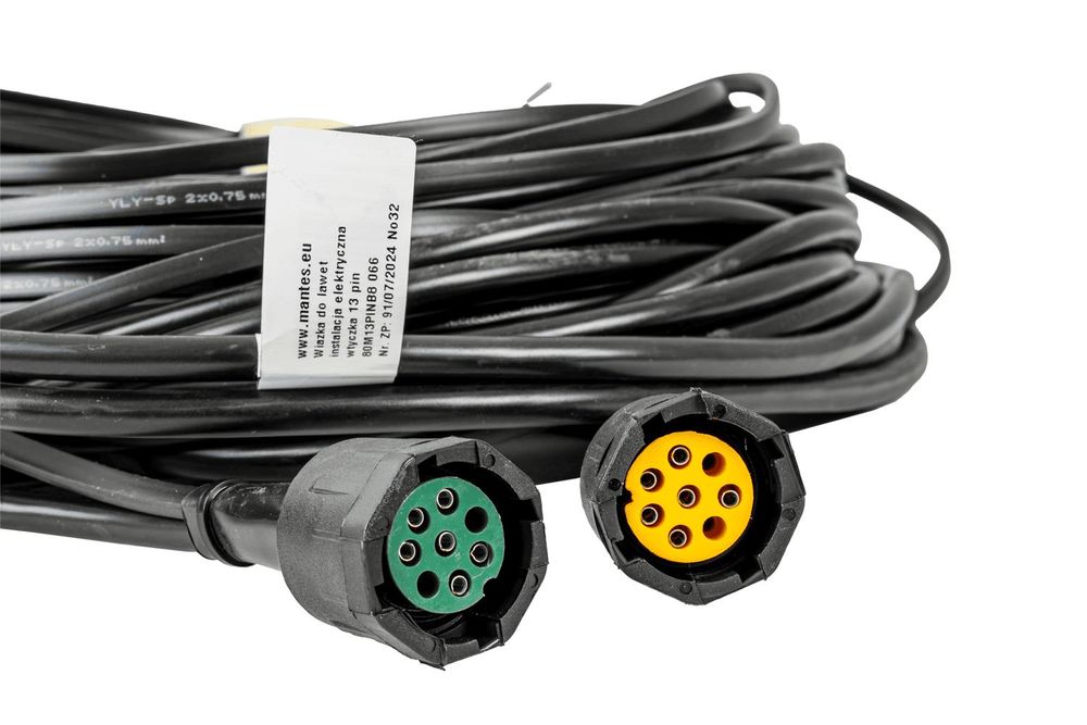 MANTES Anhänger Elektroinstallation 8 m 13-Pin Stecker Bajonett 2x 8-Pin 0,75 mm2 12 V Kabelsatz für PKW-Anhänger mit Bajonettanschluss