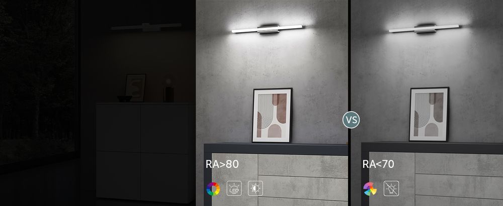 doporro LED Badezimmerleuchte Chrom 60cm - 14W Spiegellampe 6000K (Tageslichtweiß) - Stylische Wandleuchte für Badbeleuchtung Spiegelstrahl