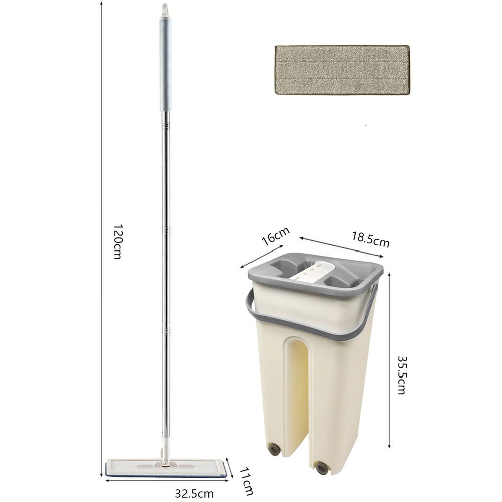 Bodenwischer Set mit Eimer und Profi Wischmopp Wischmop Teleskopstiel Flach Mopp Mop Clean Mikrofaser XL Wischbezug Alle Arten von Böden Retoo