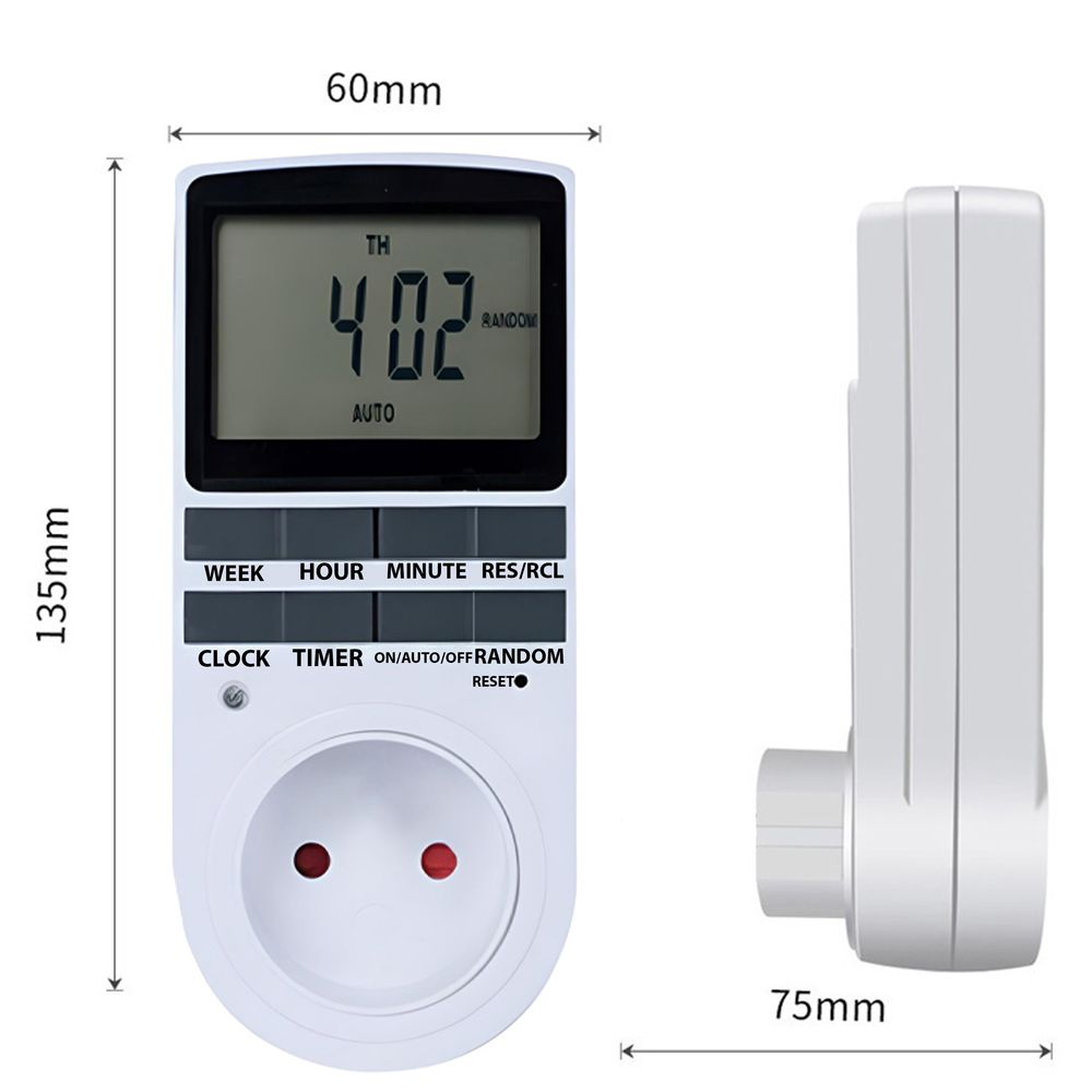Zeitschaltuhr Digitale Steckdose 10 Programmierbar 230V Schalter Timer mit LCD Display Wochentimer 12-24h 7 Tage Woche für Beleuchtung Retoo