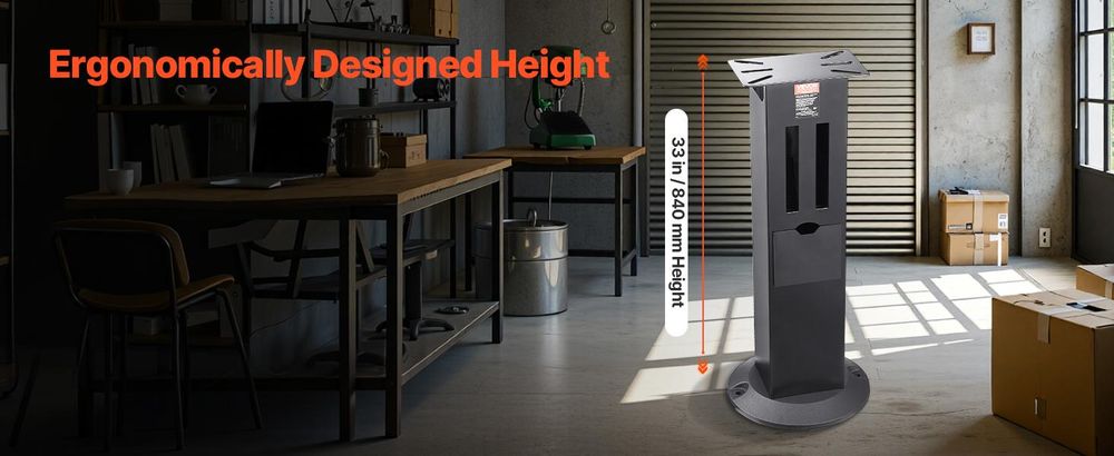 VEVOR Werkbank-Schleifmaschinenständer, Werkbank-Schleifmaschinen-Vise Fußständer mit 31,5 x 25,4 cm Montagesockel, höhenverstellbarer Ständer mit Aufbewahrungsfach für Schleifscheiben & robuster Gusseisenbasis, Stahl und Eisen-a, Schwerlast
