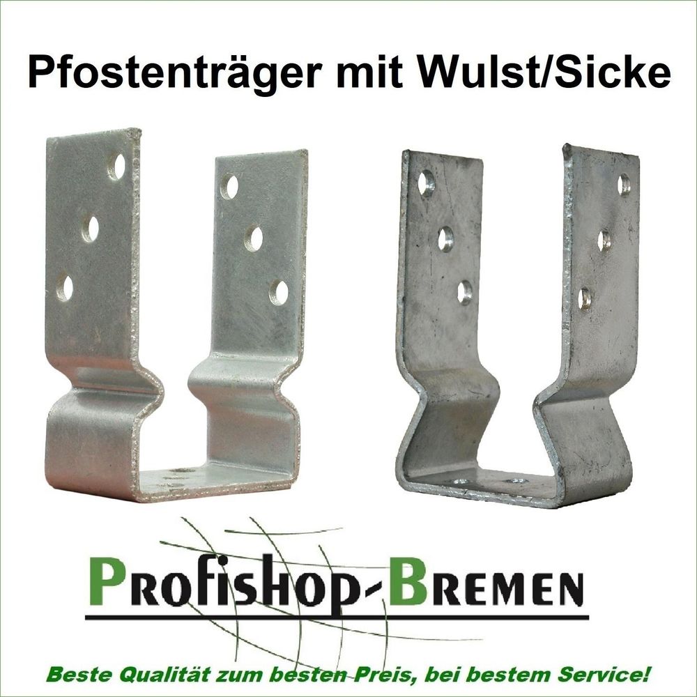 Pfostenträger 110 mm zum Aufschrauben mit Wulst/Sicke für Pfosten 11 cm feuerverzinkt Zaunträger U-Pfostenlasche