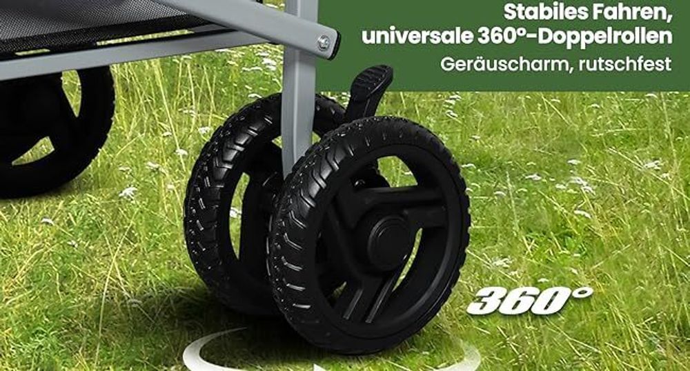 WOLTU Bollerwagen faltbar, mit Bremsen, Trolley, 80 kg belastbar : Dunkelgrau Farbe: Dunkelgrau