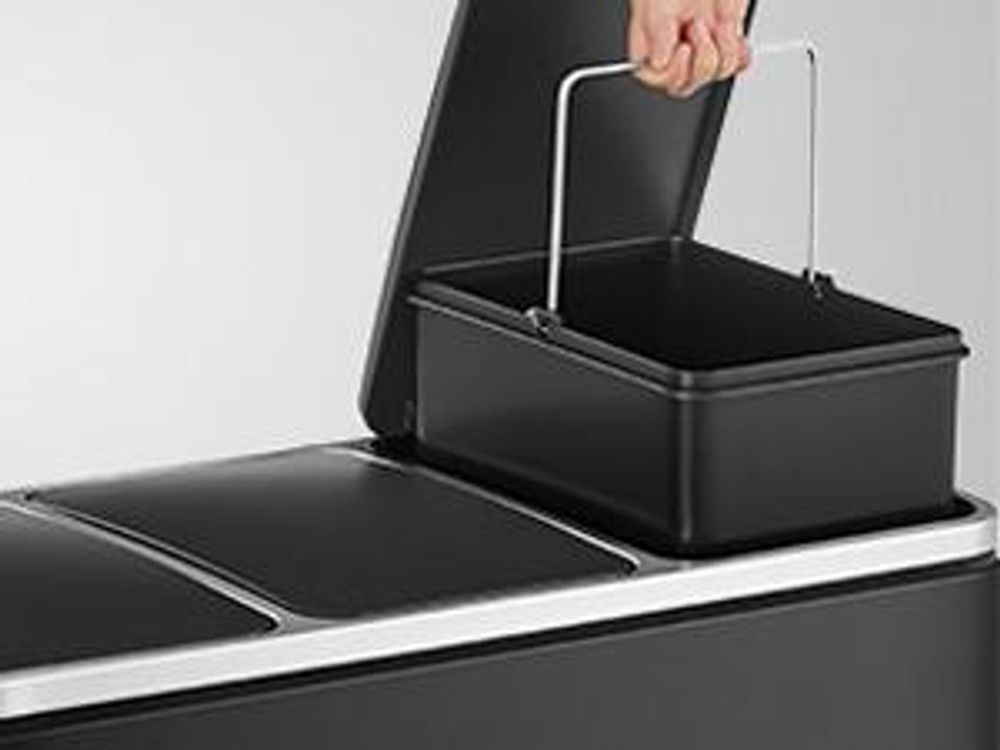 SONGMICS Mülleimer Mülltrennsystem, 3 x 18 L, ergonomisch, 3 Fächer, Küche