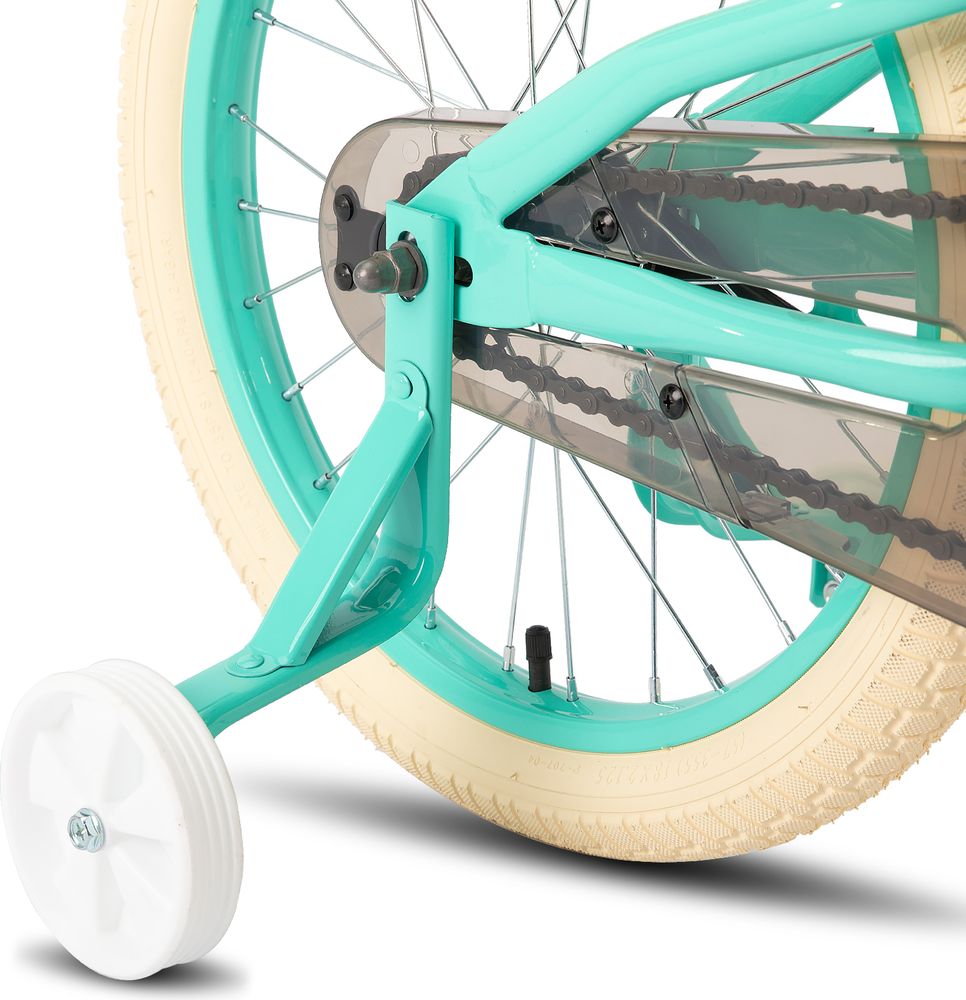 HILAND Ins Star 16 Zoll Kinderfahrrad für Mädchen Jungen 4 5 6 7 Jahre mit Stützräder, Korb, Handbremse und Rücktrittbremse, Mintgrün