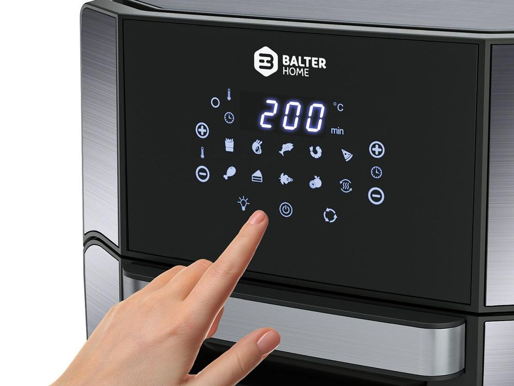 Balter Heißluftfritteuse HL-1200, Friteuse, 12 Liter, Mini Backofen, LCD Display, 10 Programme, inkl. Rezeptheft
