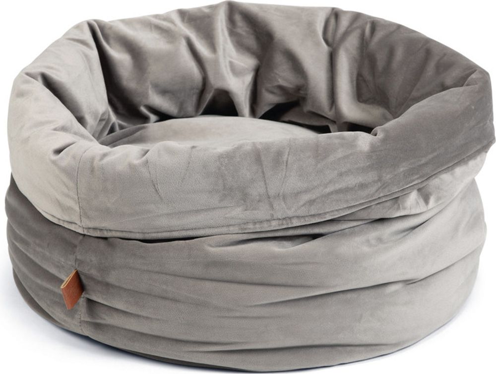 Designed by Lotte Fluco, Korb Haustierbett, Drinnen, Katze, Grau, Rund, Einfarbig