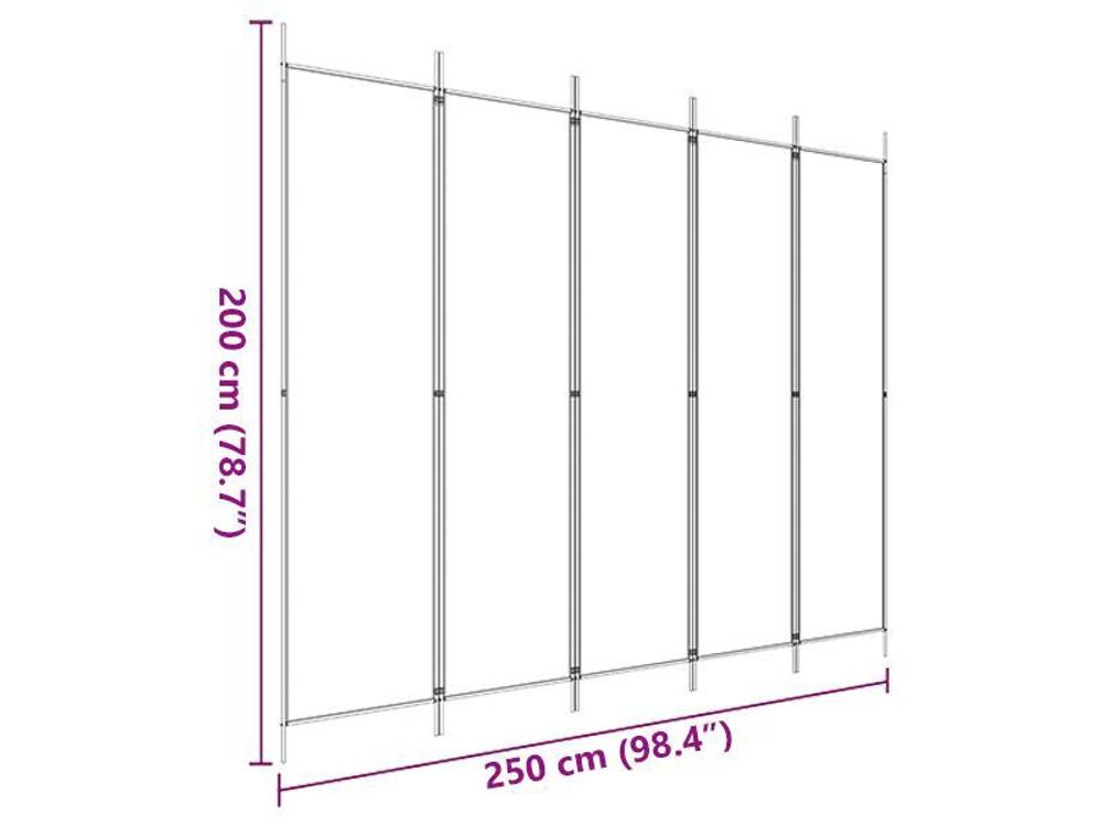 vidaXL 5-tlg. Paravent Schwarz 250x200 cm Stoff