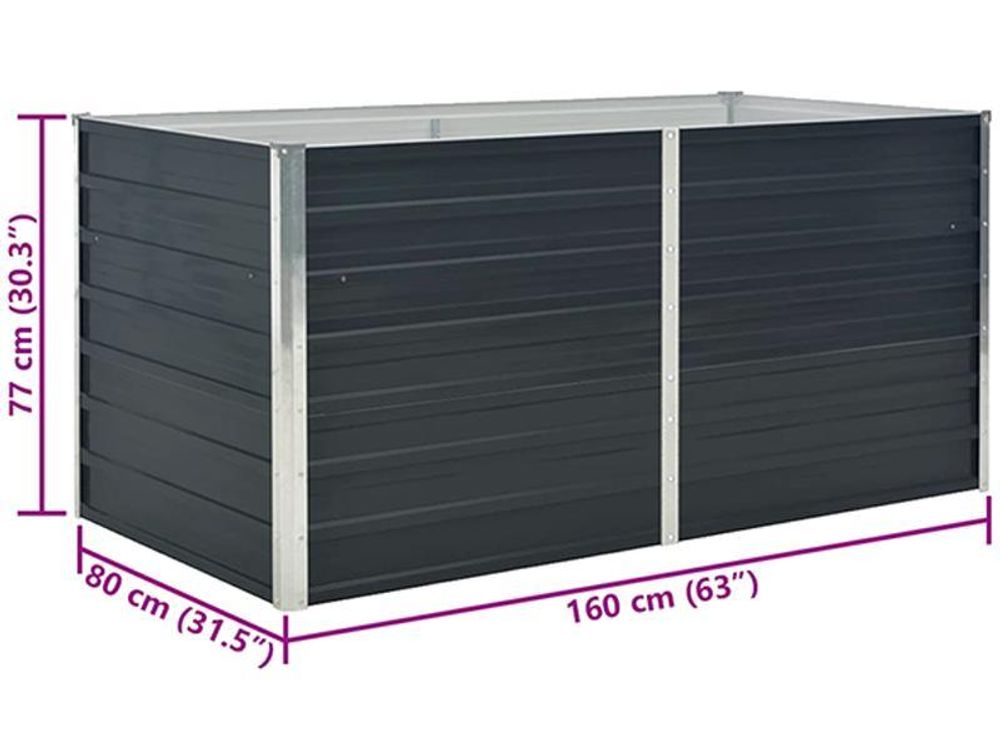 vidaXL Hochbeet Anthrazit 160 x 80 x 77 cm Verzinkter Stahl