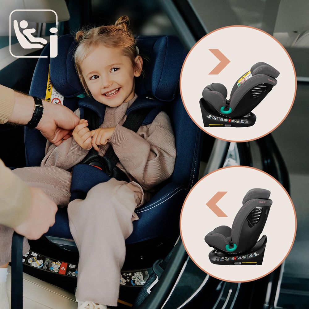 Lionelo Autokindersitz Bastiaan One i-Size, ab Geburt bis 12 Jahren, ab 0 kg bis 36 kg, Dri-Seat, 360 Grad - Pink Rose