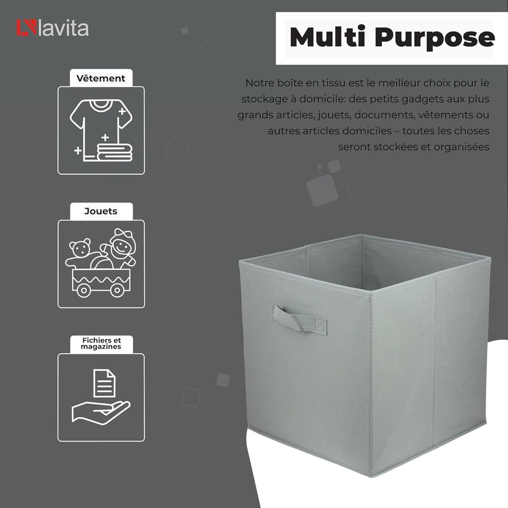 Lavita Storage Box | faltbare Aufbewahrung Boxen 31 x 31 x 31 cm | Schubladen-Organizer Box| Ordnungssysteme für Kleidung | Kleideraufbewahrung & Organisation | dunkelgrau | 1 stück