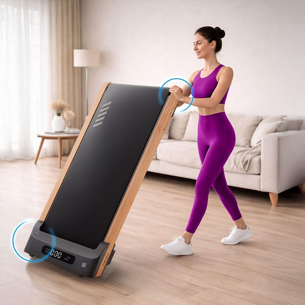 Leichtes Manövrieren des Walking Pads dank integrierter Transportrollen