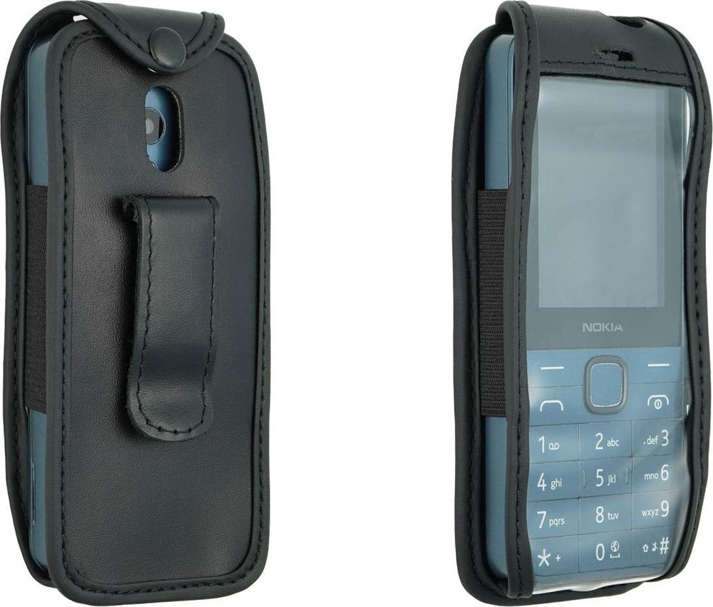 caseroxx Ledertasche mit Gürtelclip kompatibel mit Nokia 235 4G (2024) / 215 4G (2024) / 220 4G (2024) aus Echtleder, Tasche mit Gürtelclip und Sichtfenster