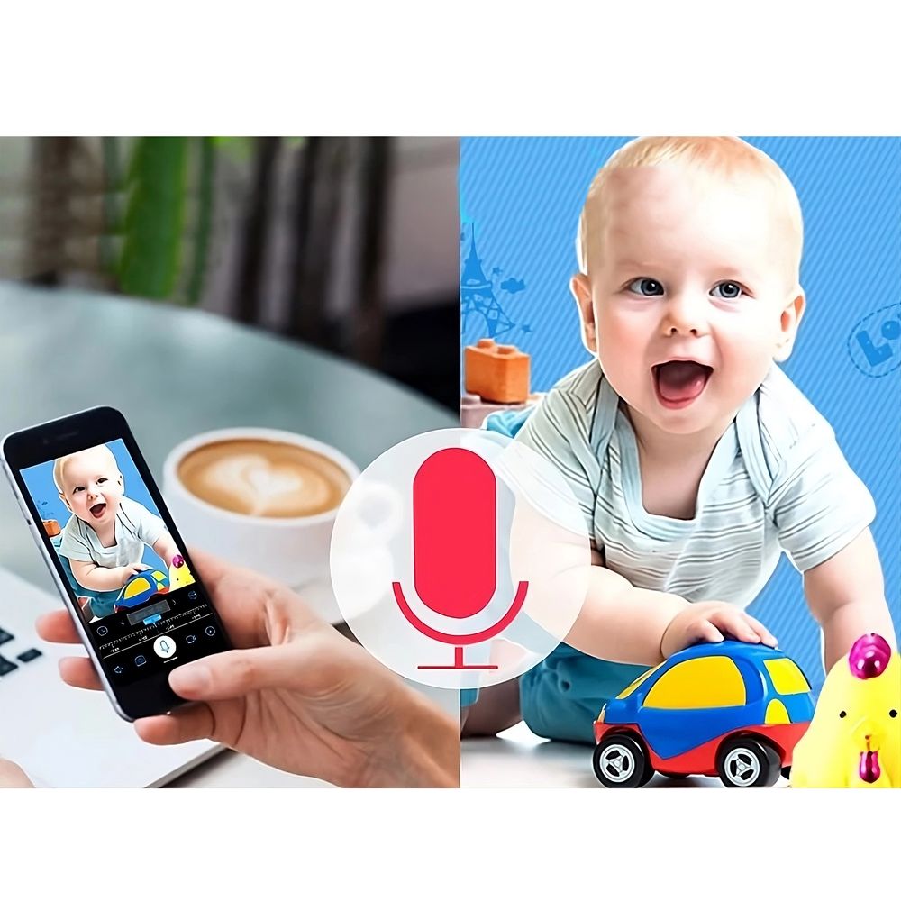 Babyphone WLAN Überwachungskamera Innen Kamera Indoor Schwenkbare 355° Bewegungsverfolgung für Babys Haustierkamera Farbnachtsicht Retoo