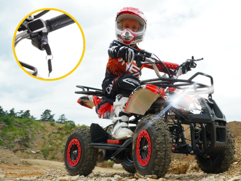 Actionbikes Motors Elektro Kinderquad Torino | 1000 Watt - 36 V - Pocket Quad bis 24 km/h - 3 Stufen - Kinder Elektroquad (Gelb Graffiti)