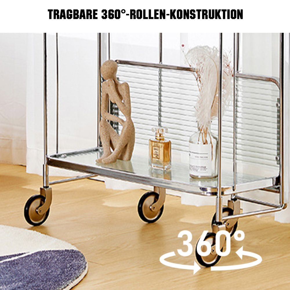 Edelstahl Servierwagen 2 Ebenen 68×40×80 cm – Rollwagen Küchenwagen aus Edelstahl, stabiler Servierwagen für Gastronomie, Hotel, Restaurant, Küche