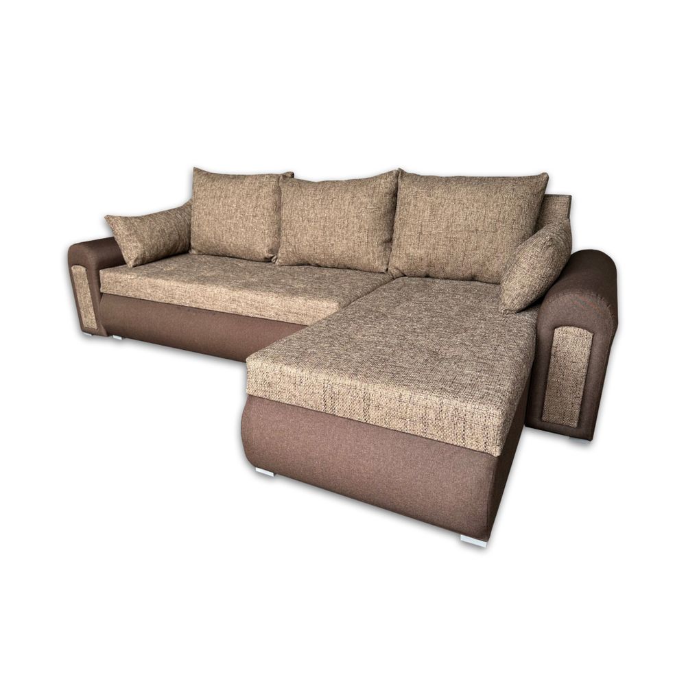 Relax-Ecksofa mit Schlaffunktion und Bettkasten In braun berlin 04 + sawana 16