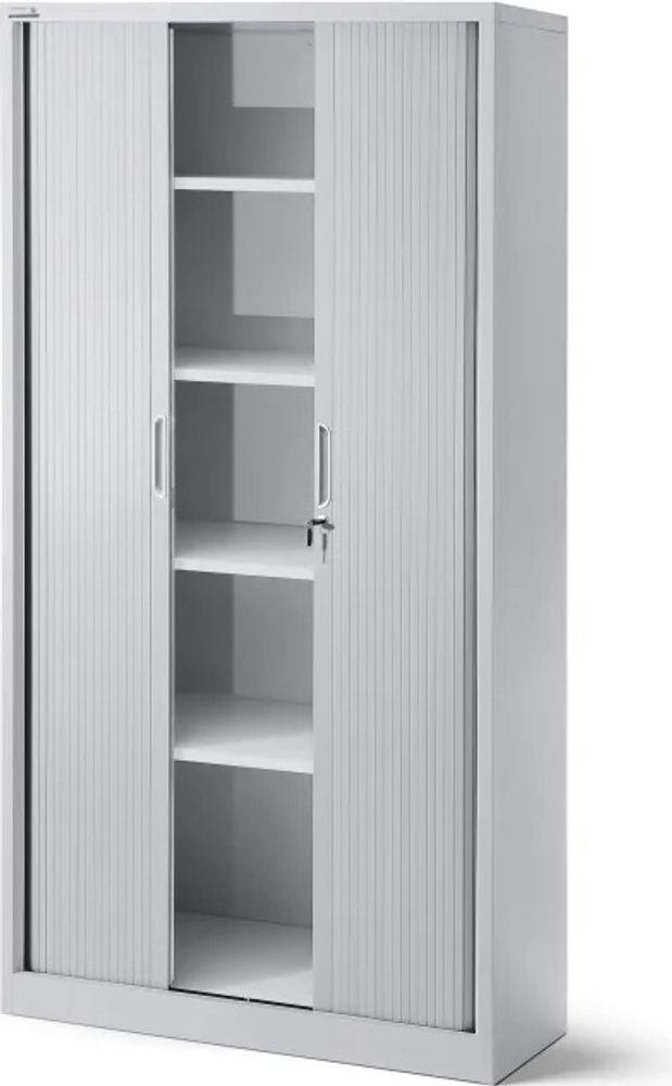 Aktenschrank Büroschrank Stahlschrank grau Schiebetür 185x90x45