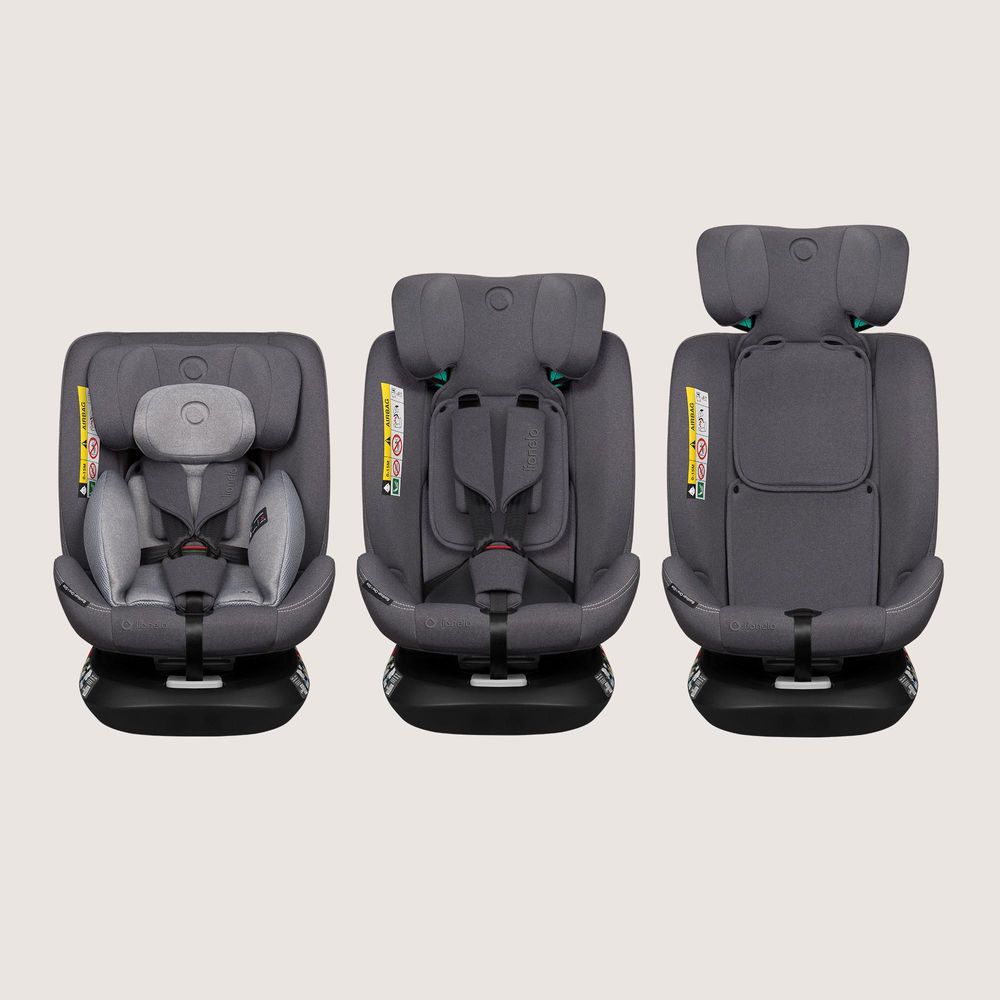 Lionelo Autokindersitz Bastiaan One i-Size, ab Geburt bis 12 Jahren, ab 0 kg bis 36 kg, Dri-Seat, 360 Grad - Grey Stone