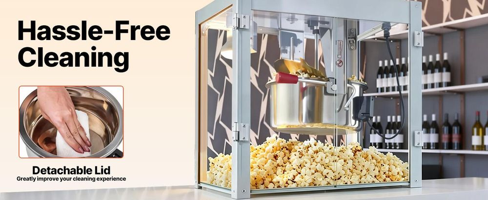 VEVOR Popcornmaschine, 850W Popcorn Popper, 8 Oz Kessel macht 48 Tassen pro Charge, Tisch-Popcornmaschine mit gehärtetem Glas, inklusive 4 Schaufeln, im Kino-Stil, Rot, Rot, 8oz
