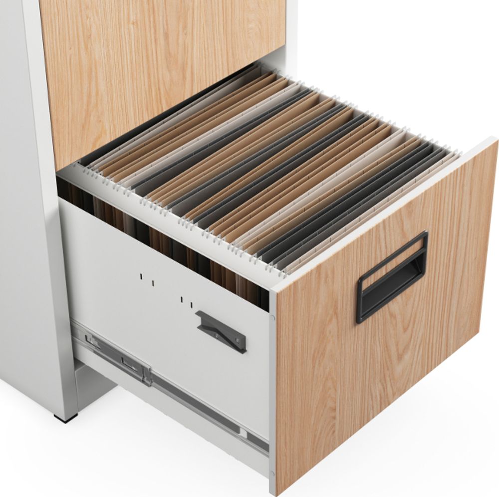 Aktenschrank Büroschrank Stahlschrank weiß-holz  163x46x62