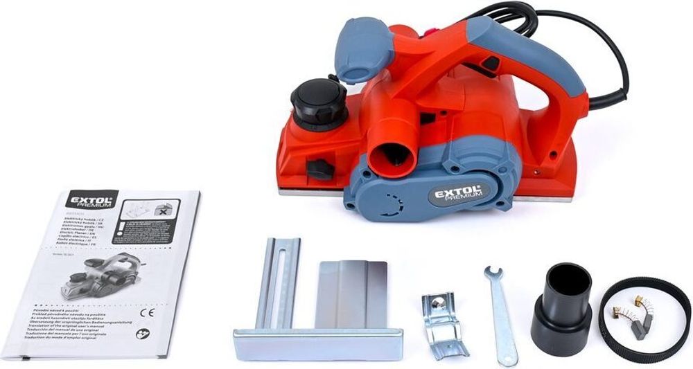 Extol Premium Elektrohobel, Extra Breit: 110mm, 1000W, bis 3mm Spantiefe, Parallelanschlag, 2 Rillen zum Anfasen, Staubfang und Schlauchadapter, Hobel