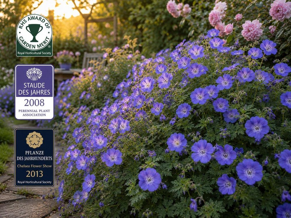 Geranium Rozanne mehrfach ausgezeichnet: RHS Award of Garden Merit, Staude des Jahres