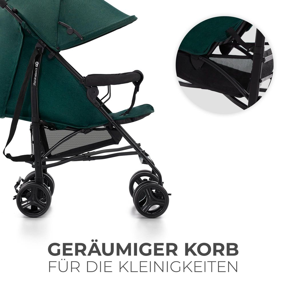 Kinderkraft TIK - Spazierbuggy Regenschirm - ultraleicht (6,5 kg) - zusammenklappbar - Liegeposition - nicht durchstoßbare Reifen - Grün