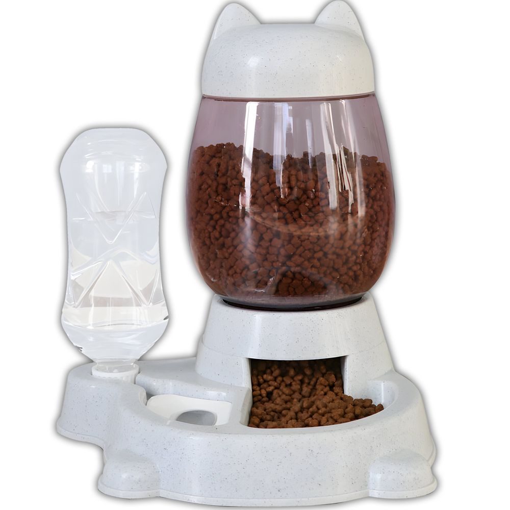 Futterspender und Wasserspender für Haustiere Set 2.2L und 0.5L zur Fütterung Hund und Katze Futterstation Futterautomat Trockenfutter Wasser Retoo