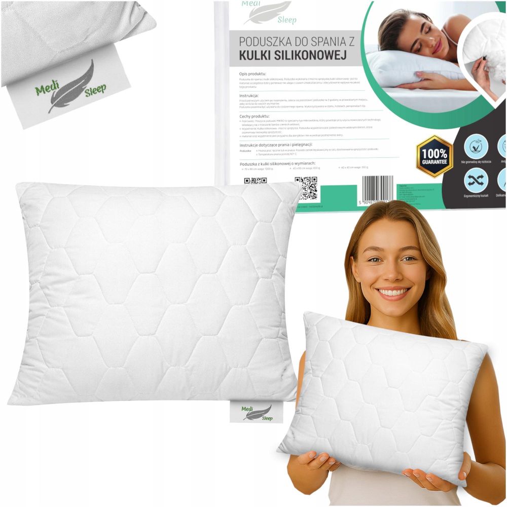 Kopfkissen 40 x 40 cm, Steppkissen mit Silikonschaumfüllung, Premium-Schlafkissen von Medi Sleep